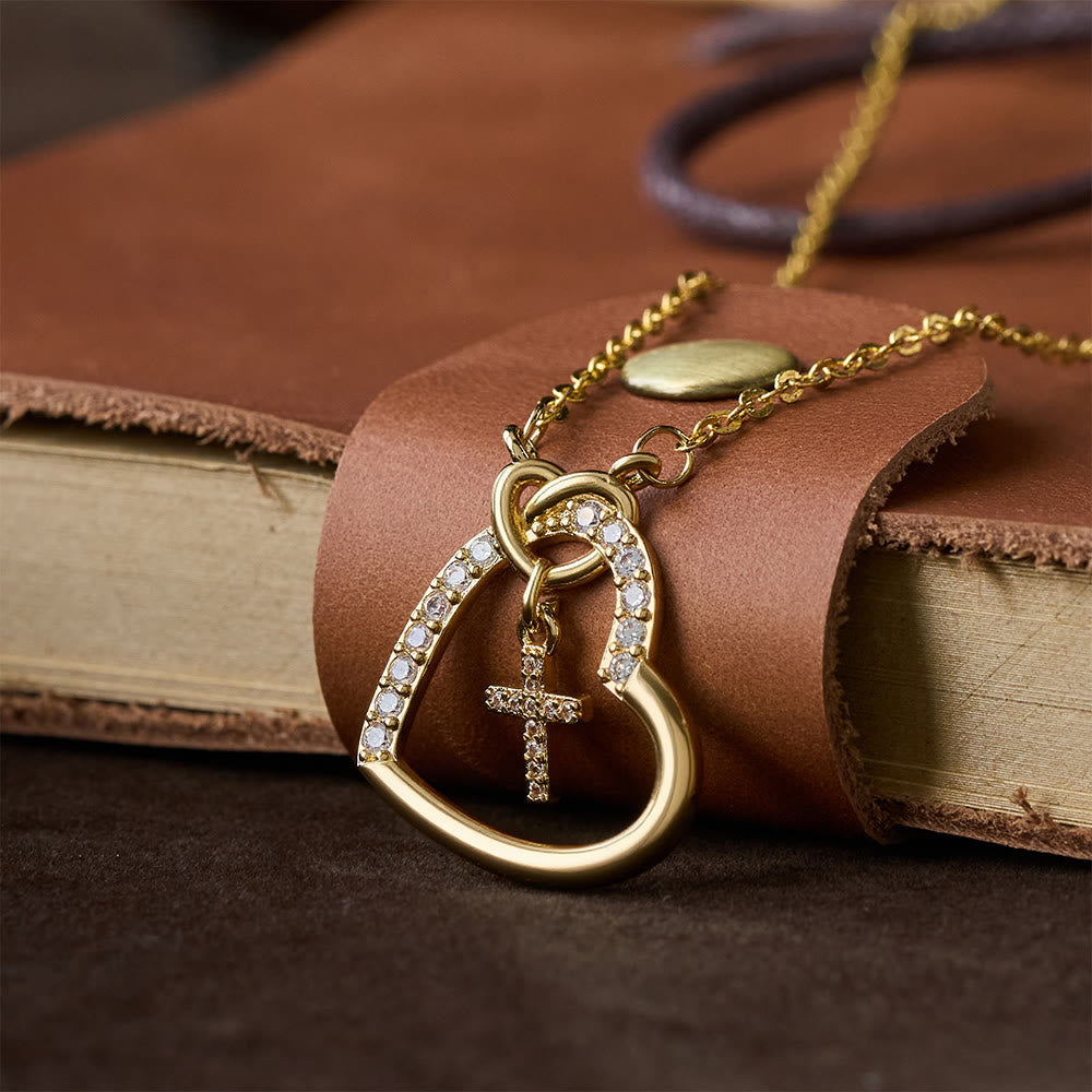 Intertwined Heart Cross Necklace with Card: Embody His Easter Joy & Grace