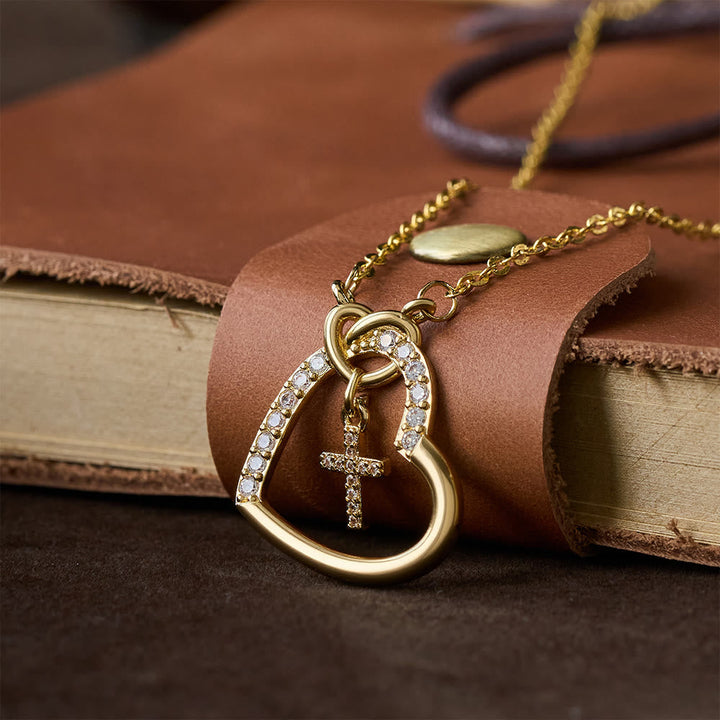 Intertwined Heart Cross Necklace with Card: Embody His Easter Joy & Grace