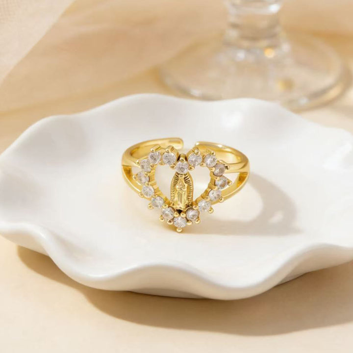 Heart/Moon/Oval Style Our Lady Ring: Sacred Devotion & Radiant Grace