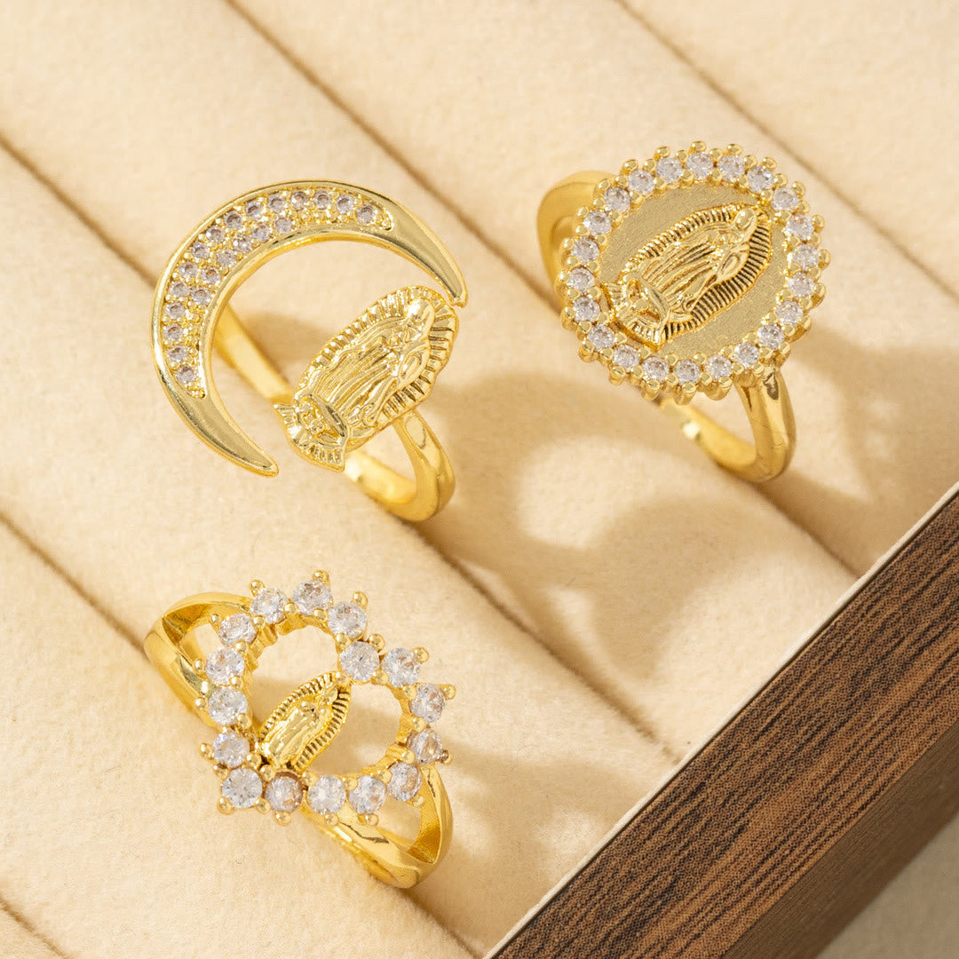 Heart/Moon/Oval Style Our Lady Ring: Sacred Devotion & Radiant Grace