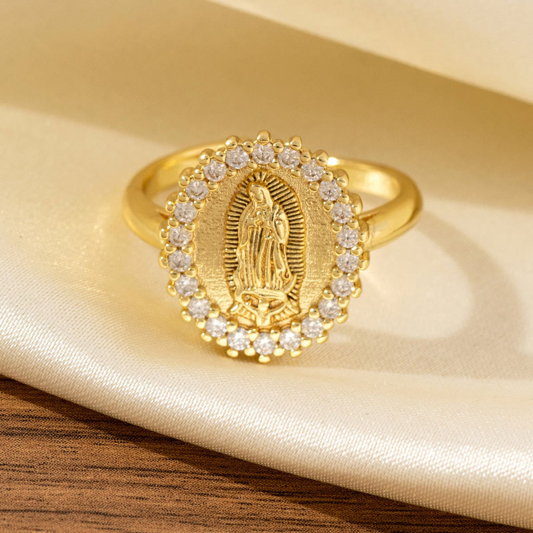 Heart/Moon/Oval Style Our Lady Ring: Sacred Devotion & Radiant Grace