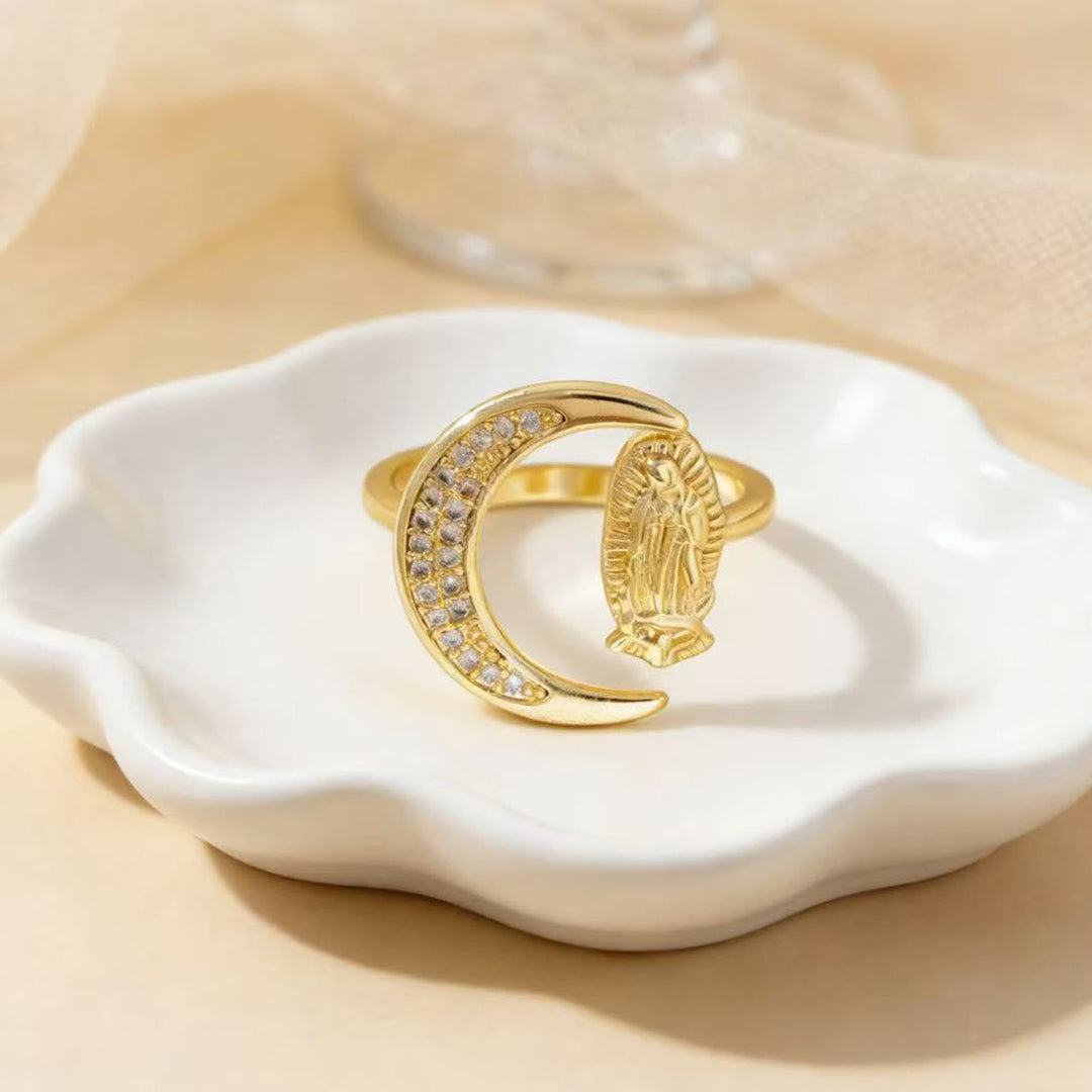Heart/Moon/Oval Style Our Lady Ring: Sacred Devotion & Radiant Grace