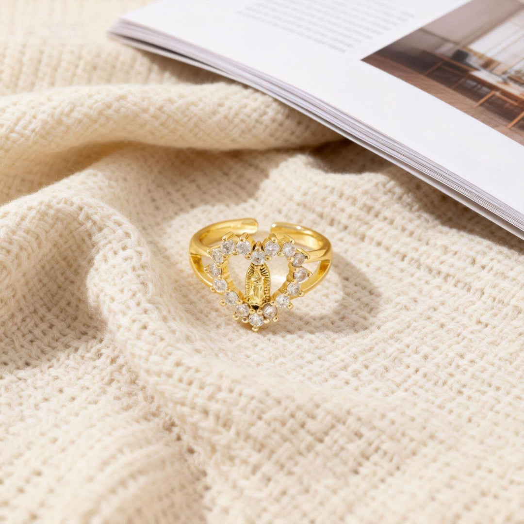 Heart/Moon/Oval Style Our Lady Ring: Sacred Devotion & Radiant Grace