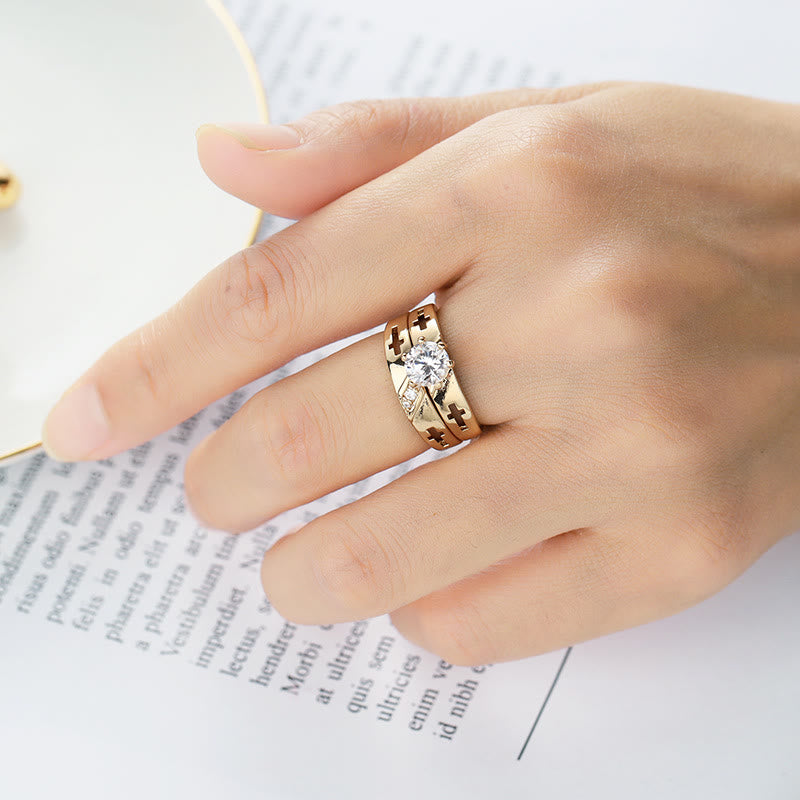 Stackable Cross Band Ring Set: Timeless Symbol of Faith & Eternal Light