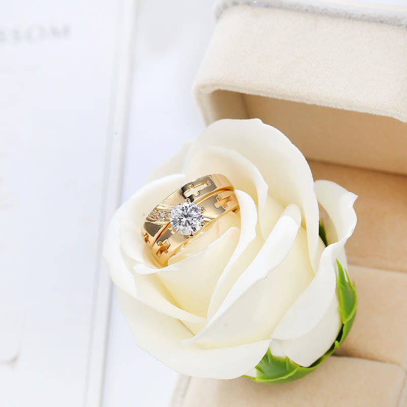 Stackable Cross Band Ring Set: Timeless Symbol of Faith & Eternal Light