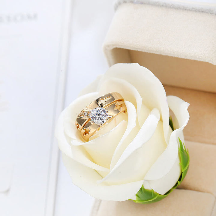 Stackable Cross Band Ring Set: Timeless Symbol of Faith & Eternal Light