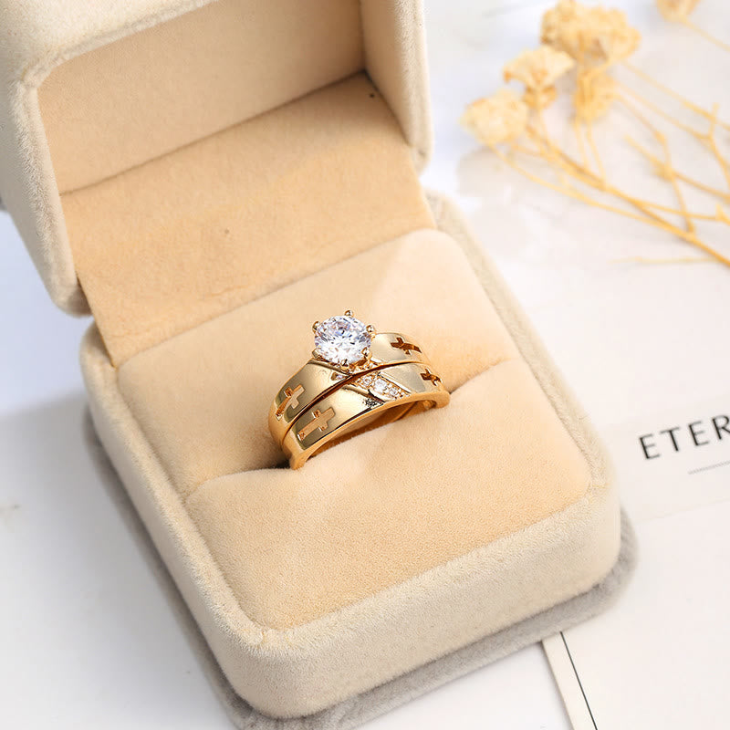 Stackable Cross Band Ring Set: Timeless Symbol of Faith & Eternal Light