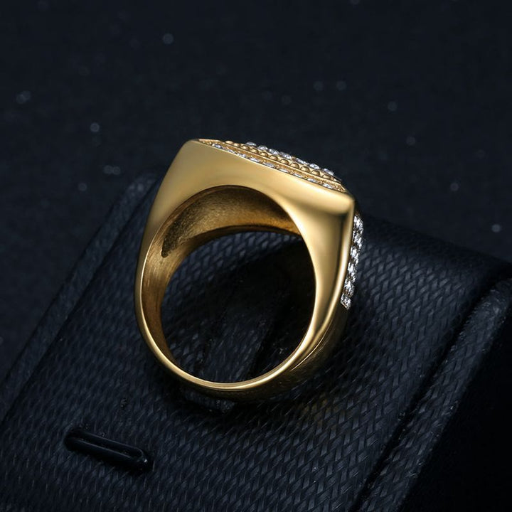 Bold Shield Cross Band Ring: Timeless Emblem of Faith and Courage