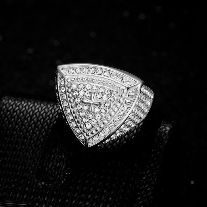 Bold Shield Cross Band Ring: Timeless Emblem of Faith and Courage