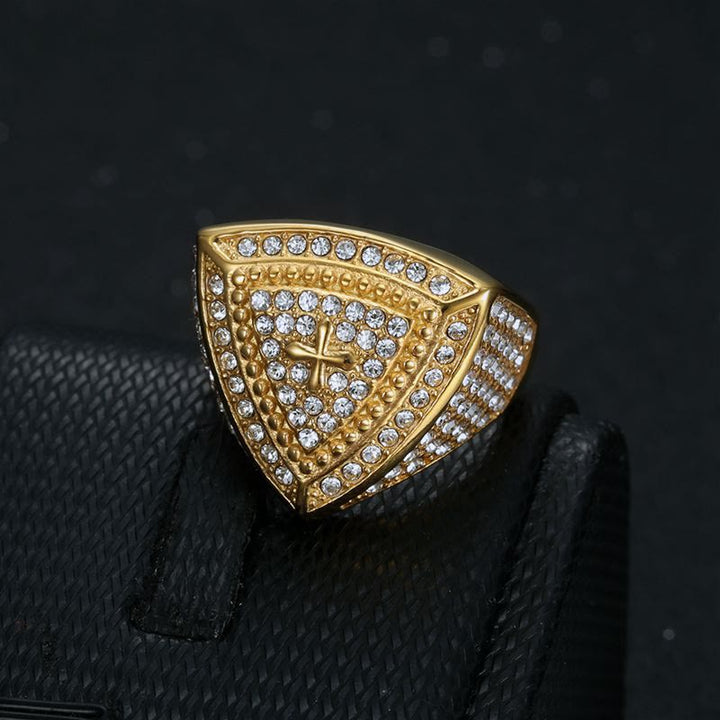Bold Shield Cross Band Ring: Timeless Emblem of Faith and Courage