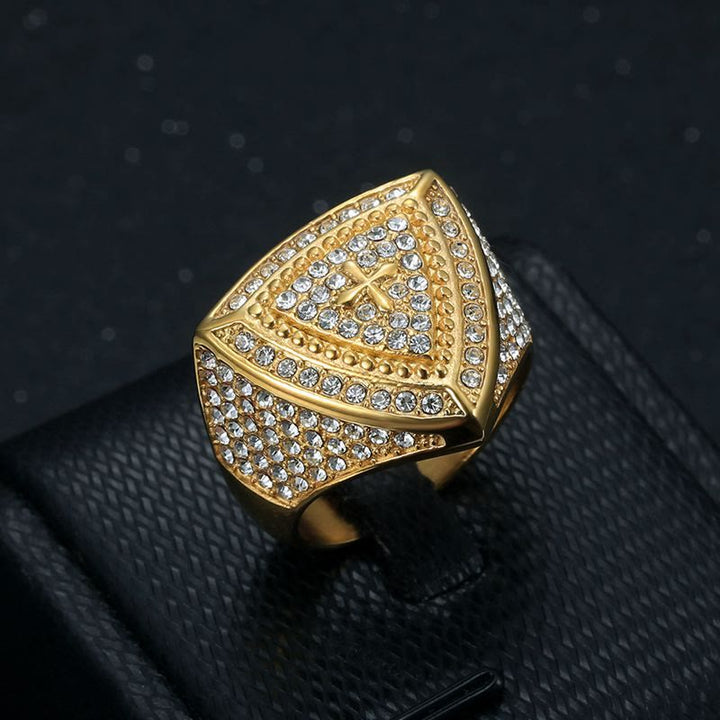 Bold Shield Cross Band Ring: Timeless Emblem of Faith and Courage