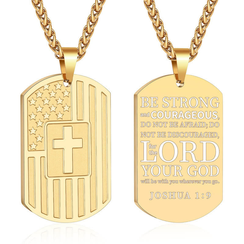 American Flag & Cross Double-Sided Scripture Necklace: A Symbol of Sacred Strength and Courage