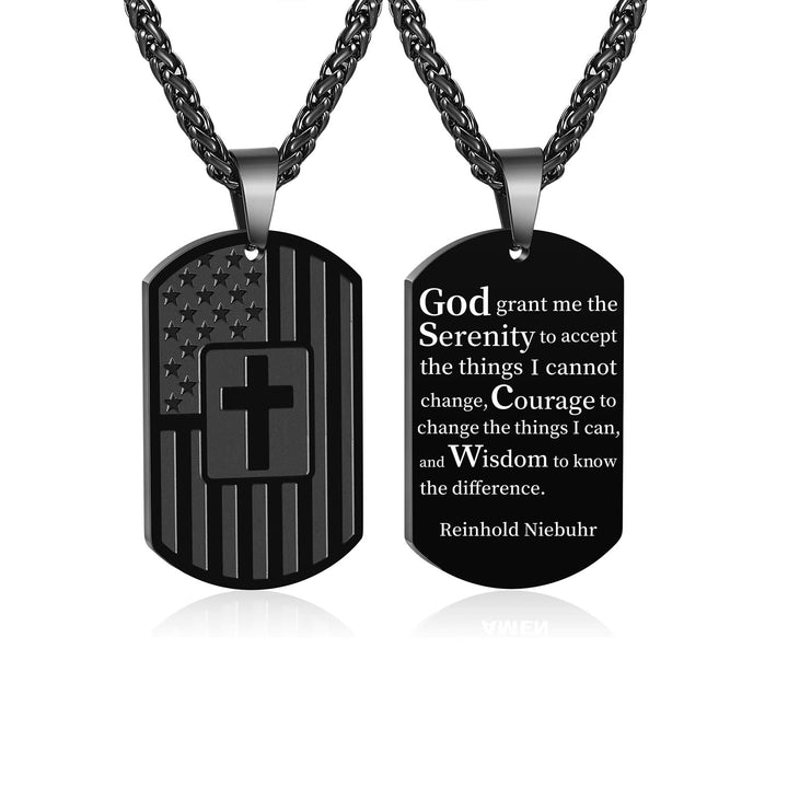American Flag & Cross Double-Sided Scripture Necklace: A Symbol of Sacred Strength and Courage