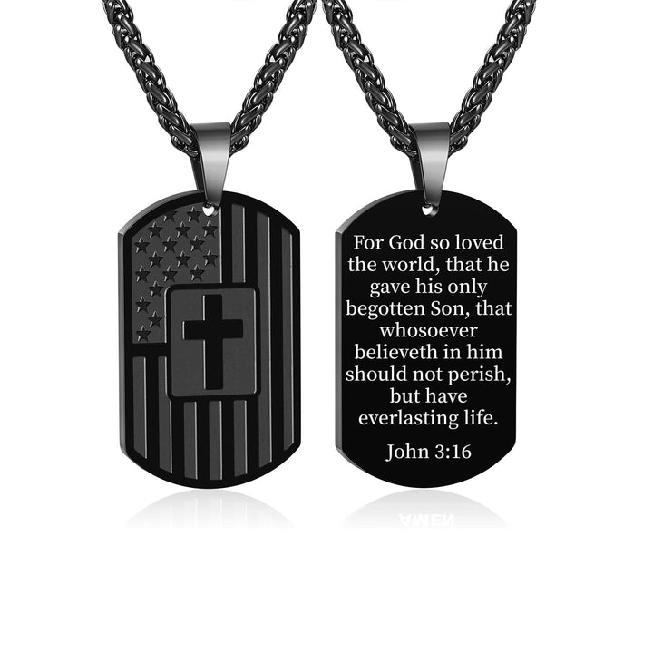 American Flag & Cross Double-Sided Scripture Necklace: A Symbol of Sacred Strength and Courage