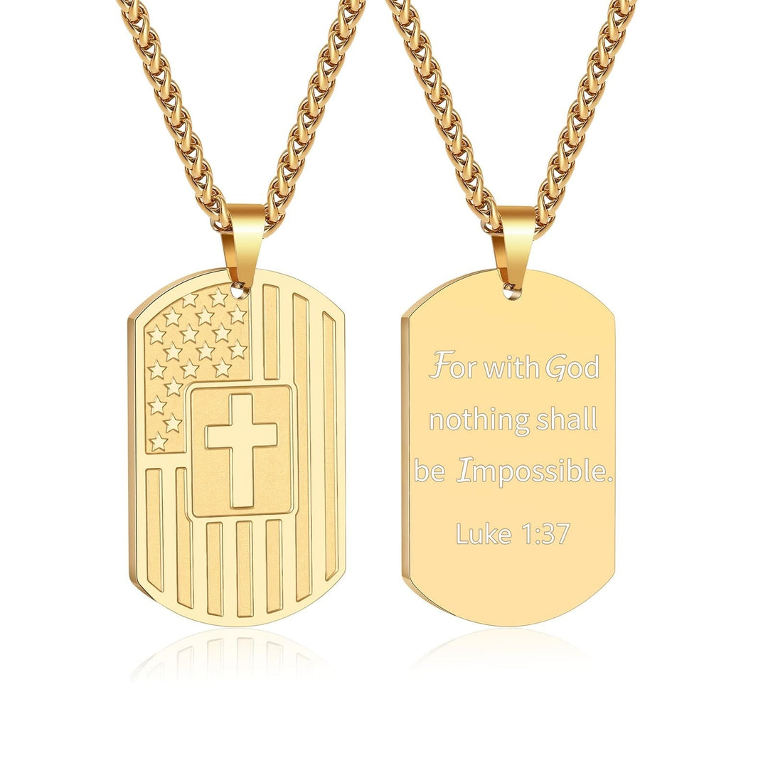 American Flag & Cross Double-Sided Scripture Necklace: A Symbol of Sacred Strength and Courage
