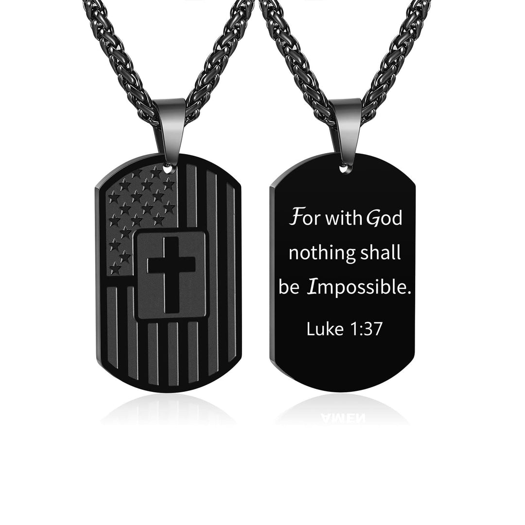American Flag & Cross Double-Sided Scripture Necklace: A Symbol of Sacred Strength and Courage