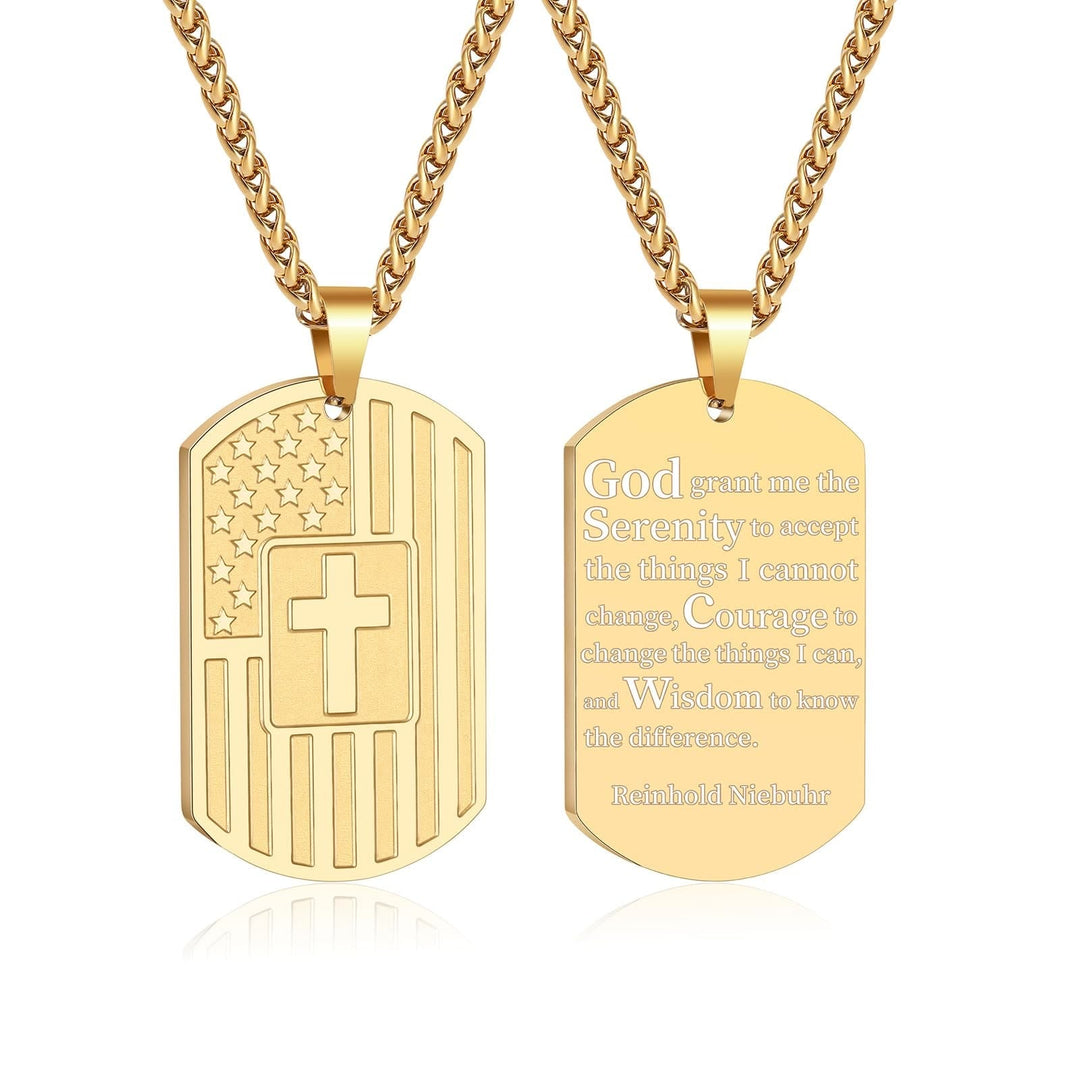 American Flag & Cross Double-Sided Scripture Necklace: A Symbol of Sacred Strength and Courage