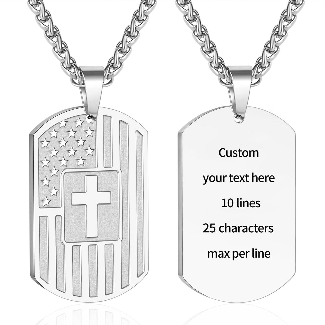 American Flag & Cross Double-Sided Scripture Necklace: A Symbol of Sacred Strength and Courage