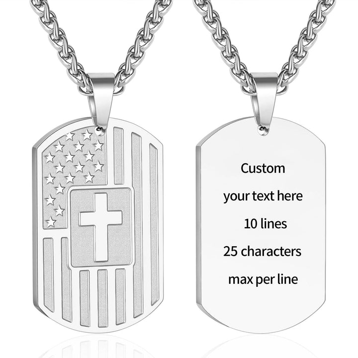 American Flag & Cross Double-Sided Scripture Necklace: A Symbol of Sacred Strength and Courage
