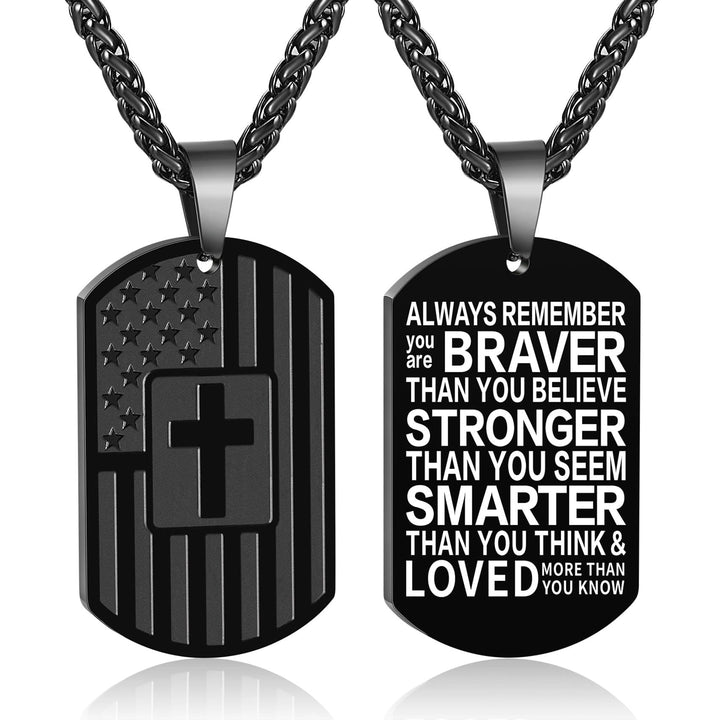 American Flag & Cross Double-Sided Scripture Necklace: A Symbol of Sacred Strength and Courage