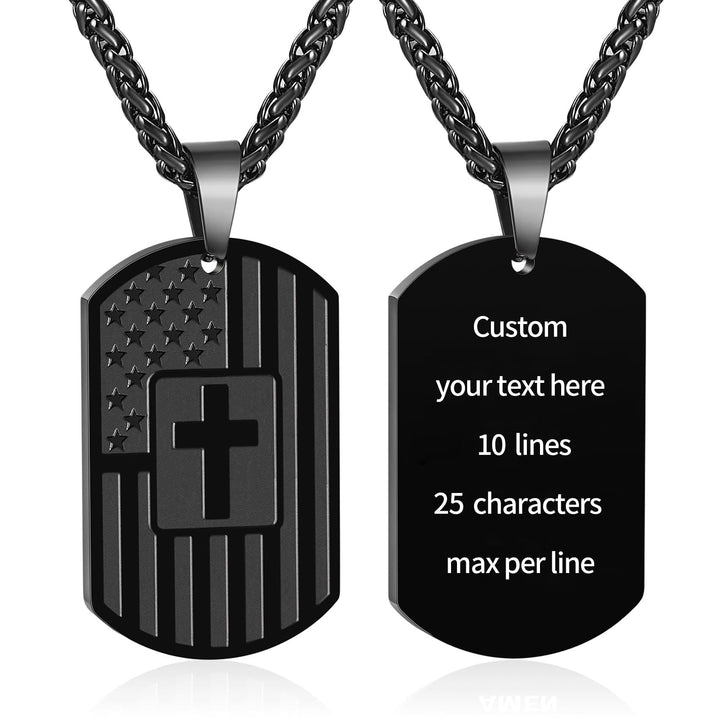 American Flag & Cross Double-Sided Scripture Necklace: A Symbol of Sacred Strength and Courage