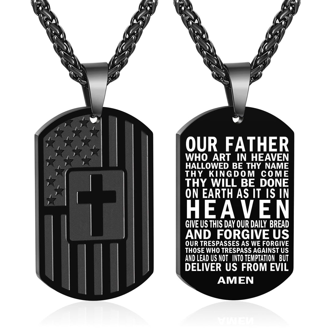 American Flag & Cross Double-Sided Scripture Necklace: A Symbol of Sacred Strength and Courage