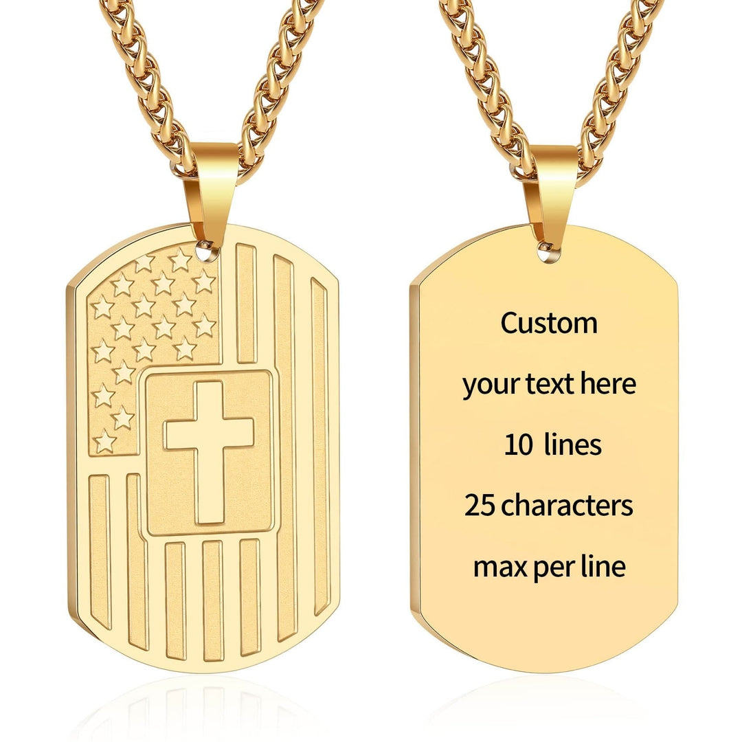 American Flag & Cross Double-Sided Scripture Necklace: A Symbol of Sacred Strength and Courage