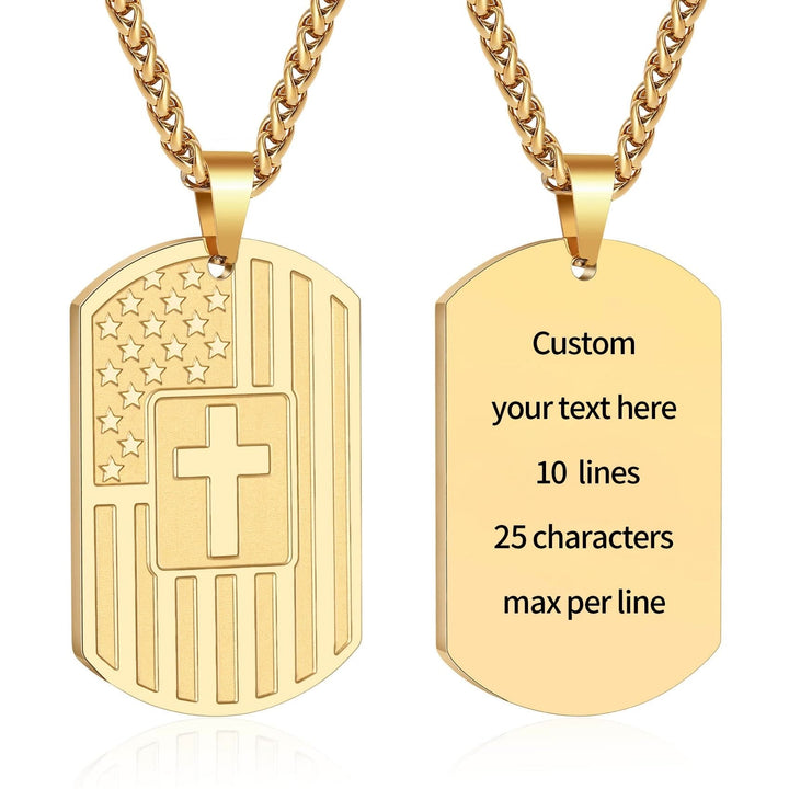 American Flag & Cross Double-Sided Scripture Necklace: A Symbol of Sacred Strength and Courage