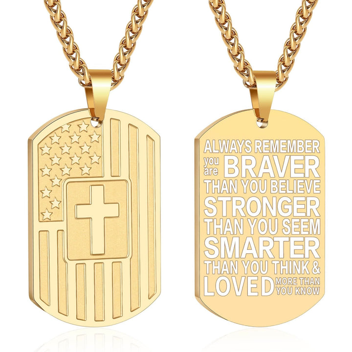 American Flag & Cross Double-Sided Scripture Necklace: A Symbol of Sacred Strength and Courage