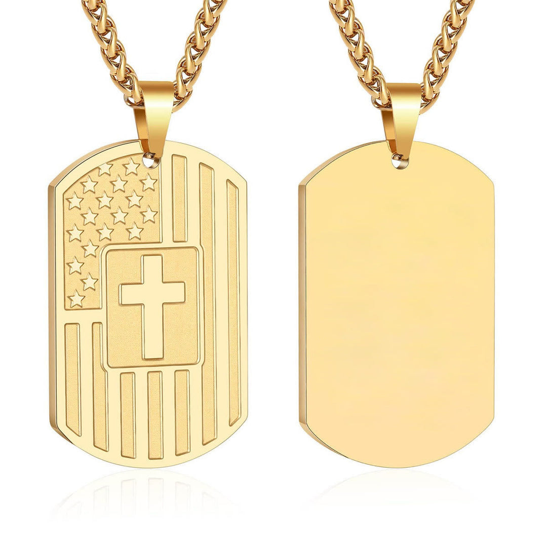 American Flag & Cross Double-Sided Scripture Necklace: A Symbol of Sacred Strength and Courage