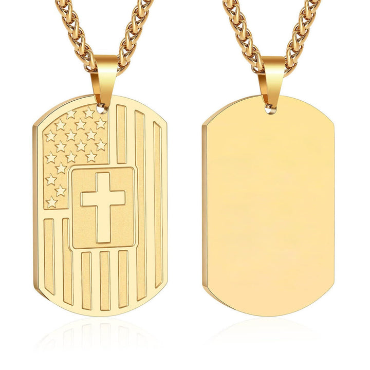 American Flag & Cross Double-Sided Scripture Necklace: A Symbol of Sacred Strength and Courage