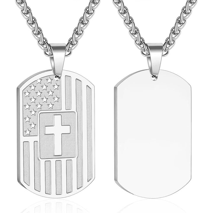 American Flag & Cross Double-Sided Scripture Necklace: A Symbol of Sacred Strength and Courage
