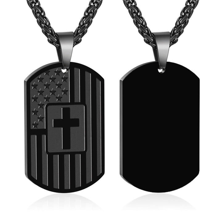 American Flag & Cross Double-Sided Scripture Necklace: A Symbol of Sacred Strength and Courage