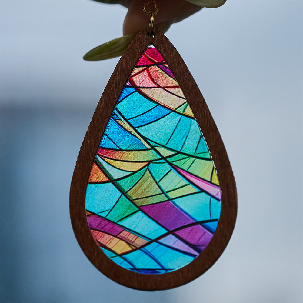Glorious Grace Tear Drop Earrings Inspired by Colorful Church Window Art