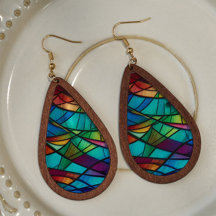 Glorious Grace Tear Drop Earrings Inspired by Colorful Church Window Art