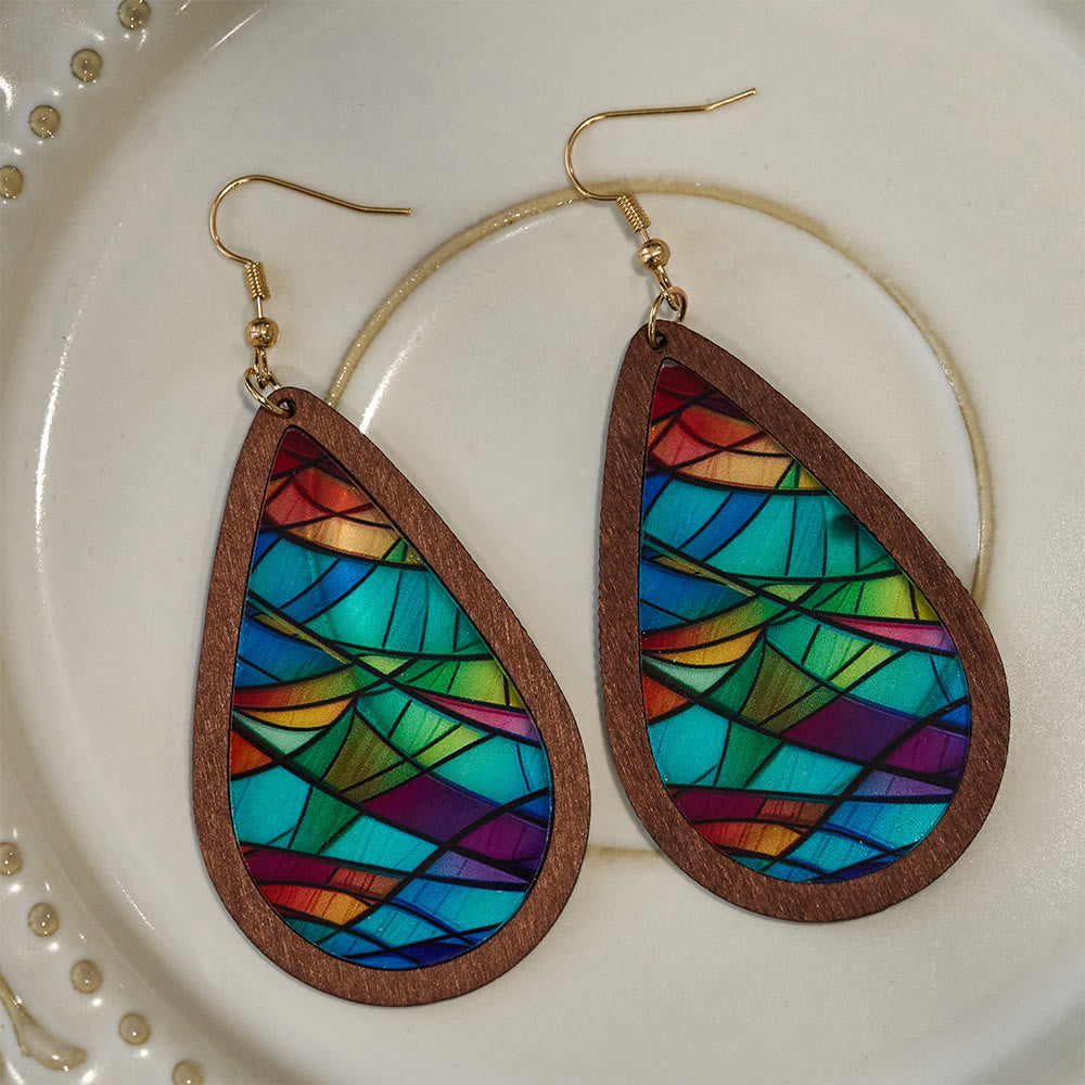 Glorious Grace Tear Drop Earrings Inspired by Colorful Church Window Art VIP