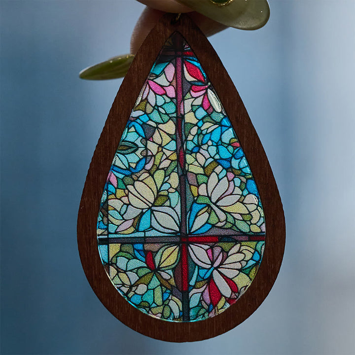 Glorious Grace Tear Drop Earrings Inspired by Colorful Church Window Art VIP
