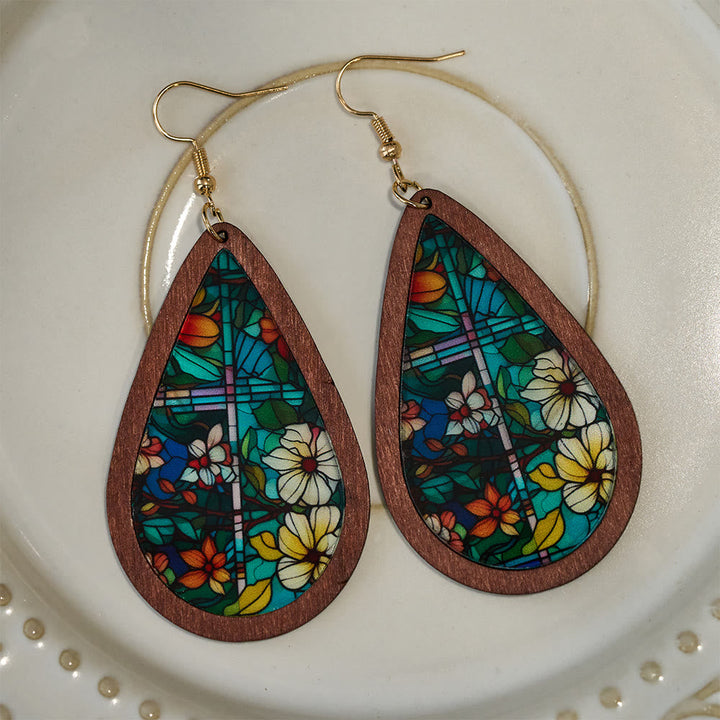 Glorious Grace Tear Drop Earrings Inspired by Colorful Church Window Art VIP