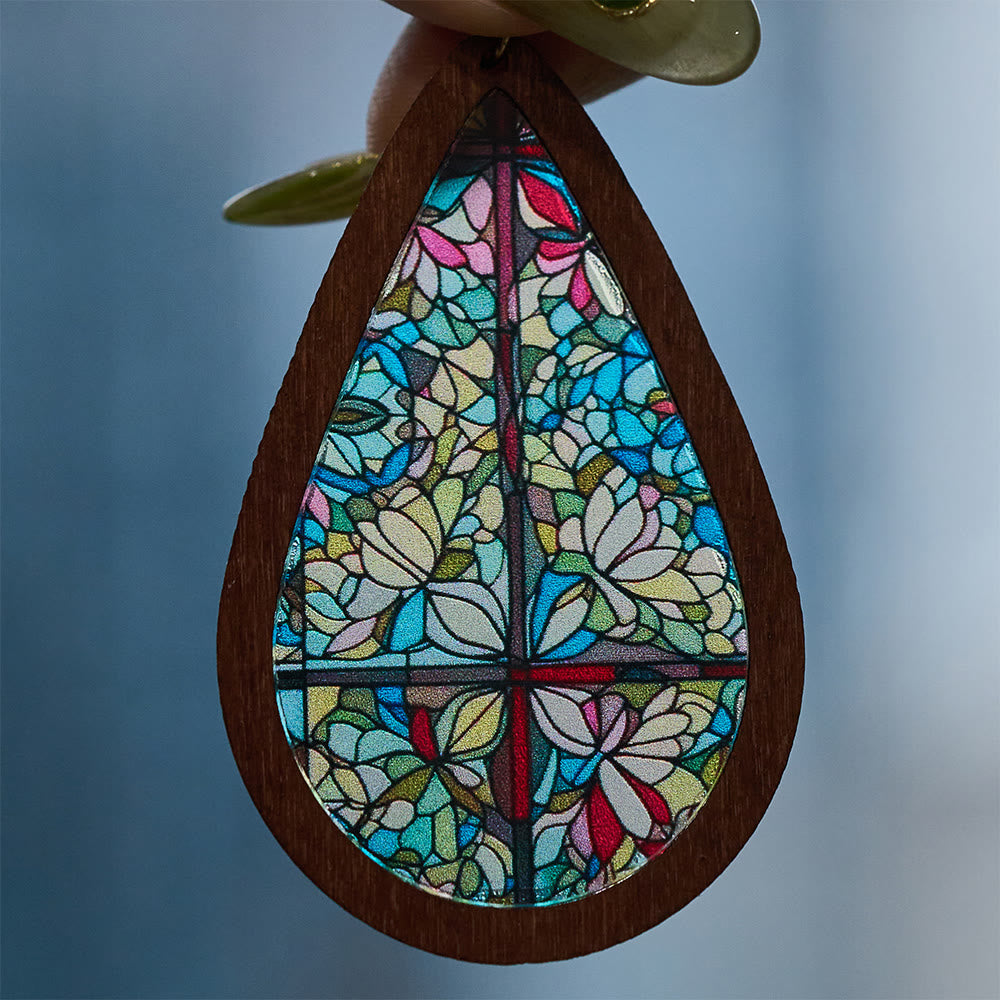 Glorious Grace Tear Drop Earrings Inspired by Colorful Church Window Art