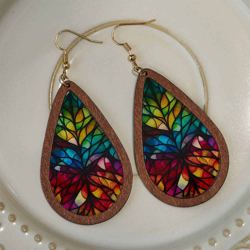 Glorious Grace Tear Drop Earrings Inspired by Colorful Church Window Art VIP