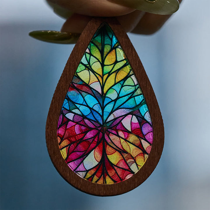 Glorious Grace Tear Drop Earrings Inspired by Colorful Church Window Art