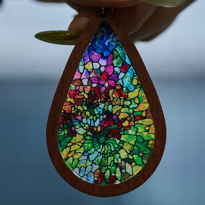 Glorious Grace Tear Drop Earrings Inspired by Colorful Church Window Art VIP