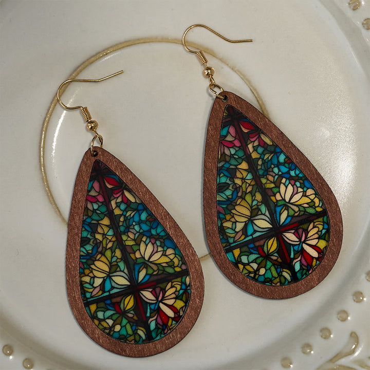 Glorious Grace Tear Drop Earrings Inspired by Colorful Church Window Art VIP