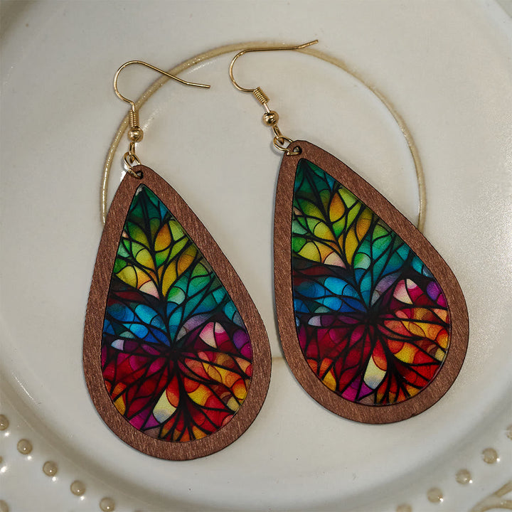 Glorious Grace Tear Drop Earrings Inspired by Colorful Church Window Art