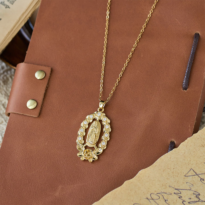 Zircon Floral Wreath Our Lady Necklace: A Symbol of Sacred Grace and Protection