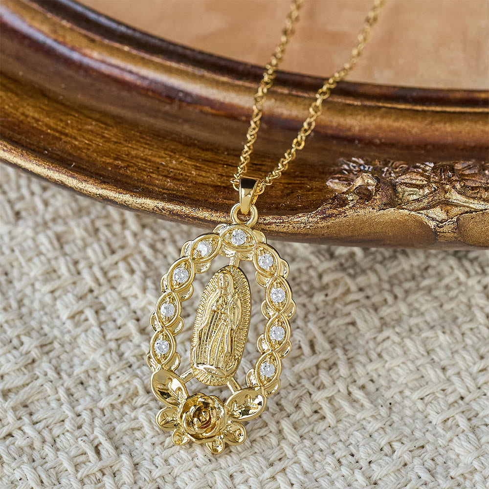 Zircon Floral Wreath Our Lady Necklace: A Symbol of Sacred Grace and Protection