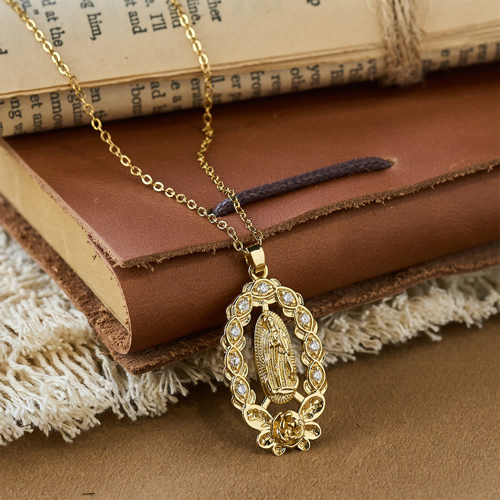 Zircon Floral Wreath Our Lady Necklace: A Symbol of Sacred Grace and Protection