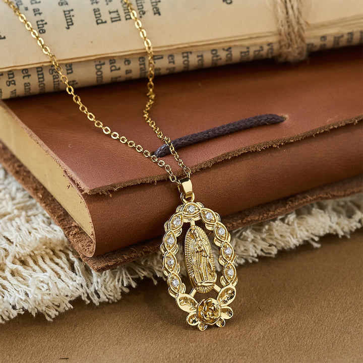 Zircon Floral Wreath Our Lady Necklace: A Symbol of Sacred Grace and Protection