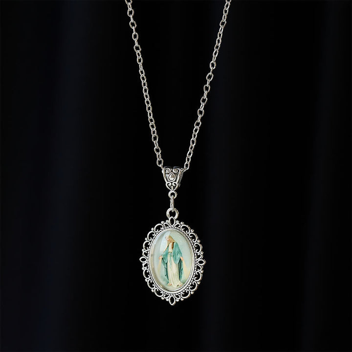 Filigree Frame Our Lady Portrait Necklace: A Symbol of Sacred Grace and Divine Light