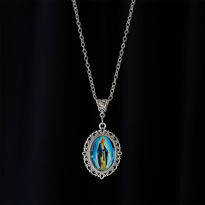 Filigree Frame Our Lady Portrait Necklace: A Symbol of Sacred Grace and Divine Light